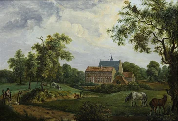 Kloster Ter Apel mit dem ursprünglichen Obergeschoss im Nordflügel, ein Jahr vor dem Abriss 1834